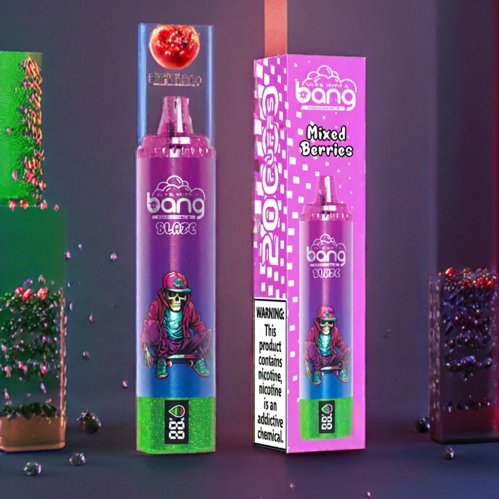 Bang Blaze Tornado 20000 Puffs France Grossiste avec Port de Charge Type-C, Débit d'Air Personnalisable et 0%,2%,3%,5% Nicotine – Baies Mixtes