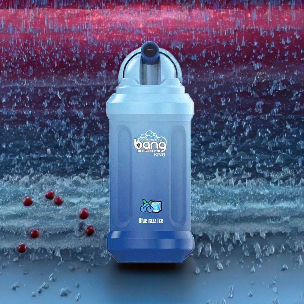 Bang King 12000 Puffs France grossiste - 23ml, 650 mAh, 0%-5% Nicotine, 1.2 Ohm Mesh Coil, Bleu Framboise Glacée