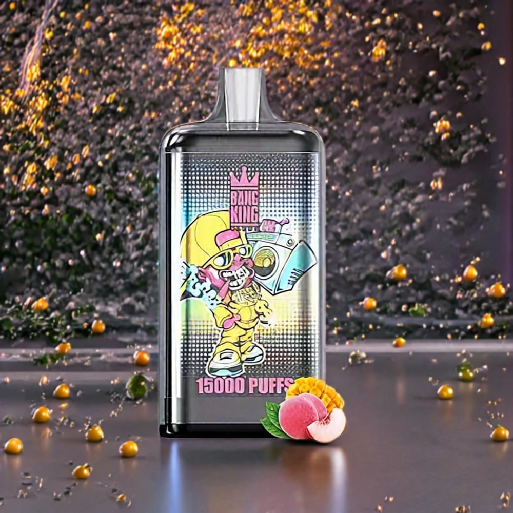 Bang King 15000 Puffs France Grossiste - Design Coloré et Ludique, Pêche Mangue, 21ml, 550 mAh, 0%/2%/3%/5% Nicotine