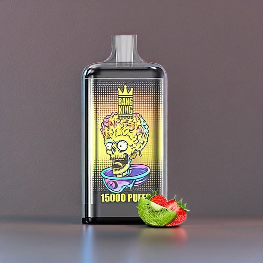 Bang King 15000 Puffs France Grossiste - E-Liquide 21ml, Batterie 550 mAh, Design Coloré, Fraise Kiwi