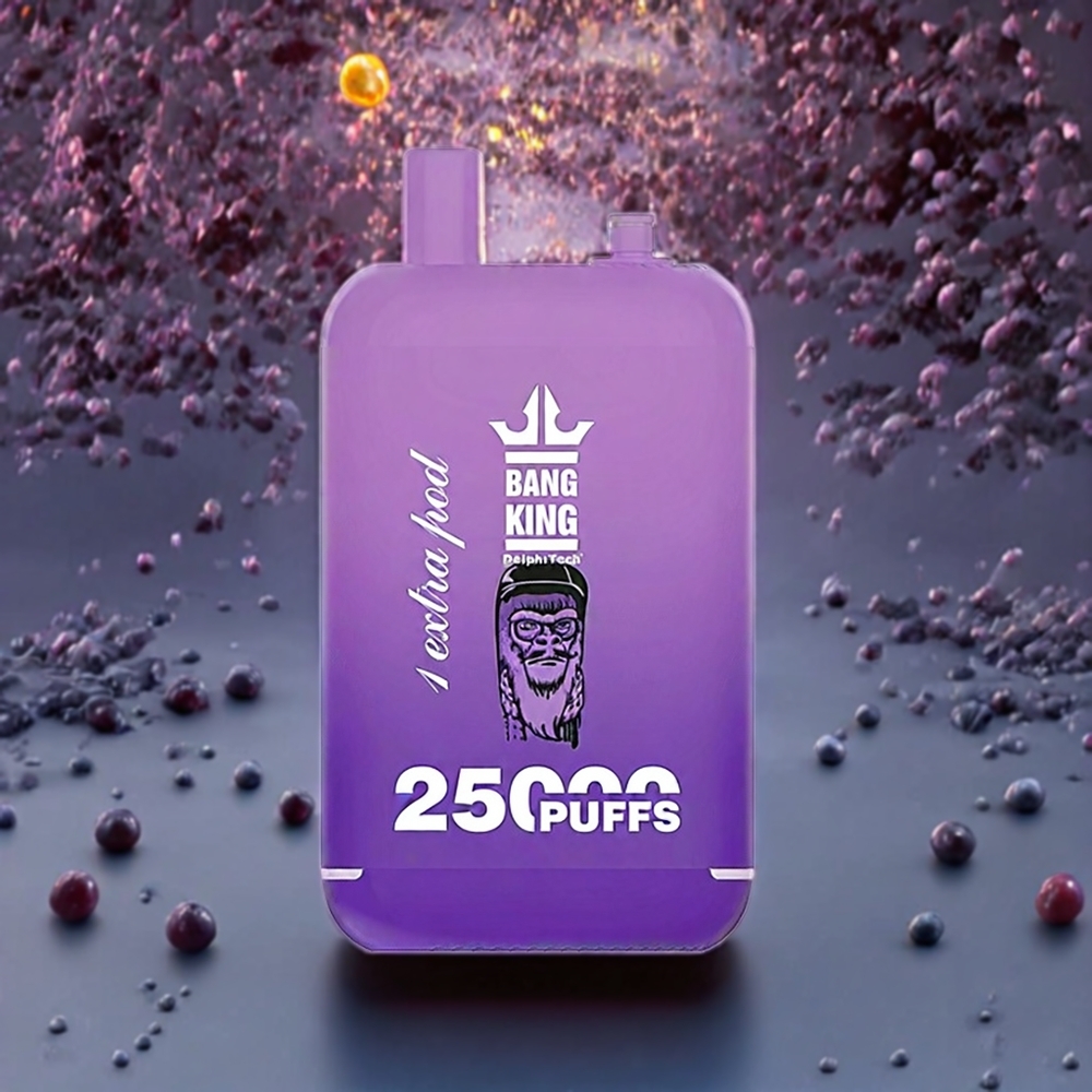 Bang King 25000 Puffs France Grossiste - Dispositif Jetable Double Pod 46ml (Glace Raisin) - 650 mAh, 1.0 Ohm Mesh, Type-C