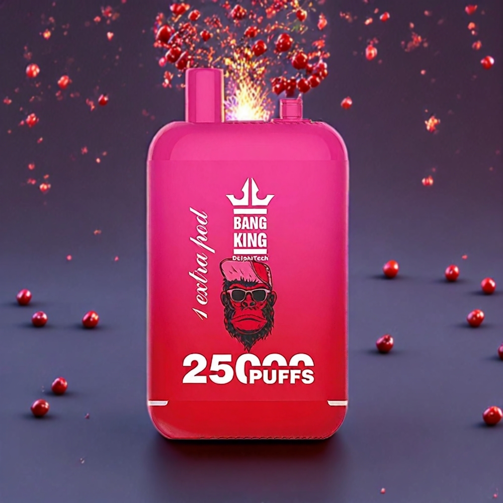 Bang King 25000 Puffs France Grossiste Double Pod Système avec 46ml de Capacité et Bobine Mesh 1.0 Ohm – Cerise Explosive