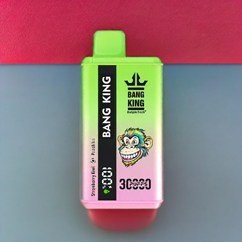 Bang King 30000 Puffs France Grossiste Vape jetable Fraise Kiwi Pêche Glacée – 36ml, 550mAh, Double Bobine Mesh 1.2Ω