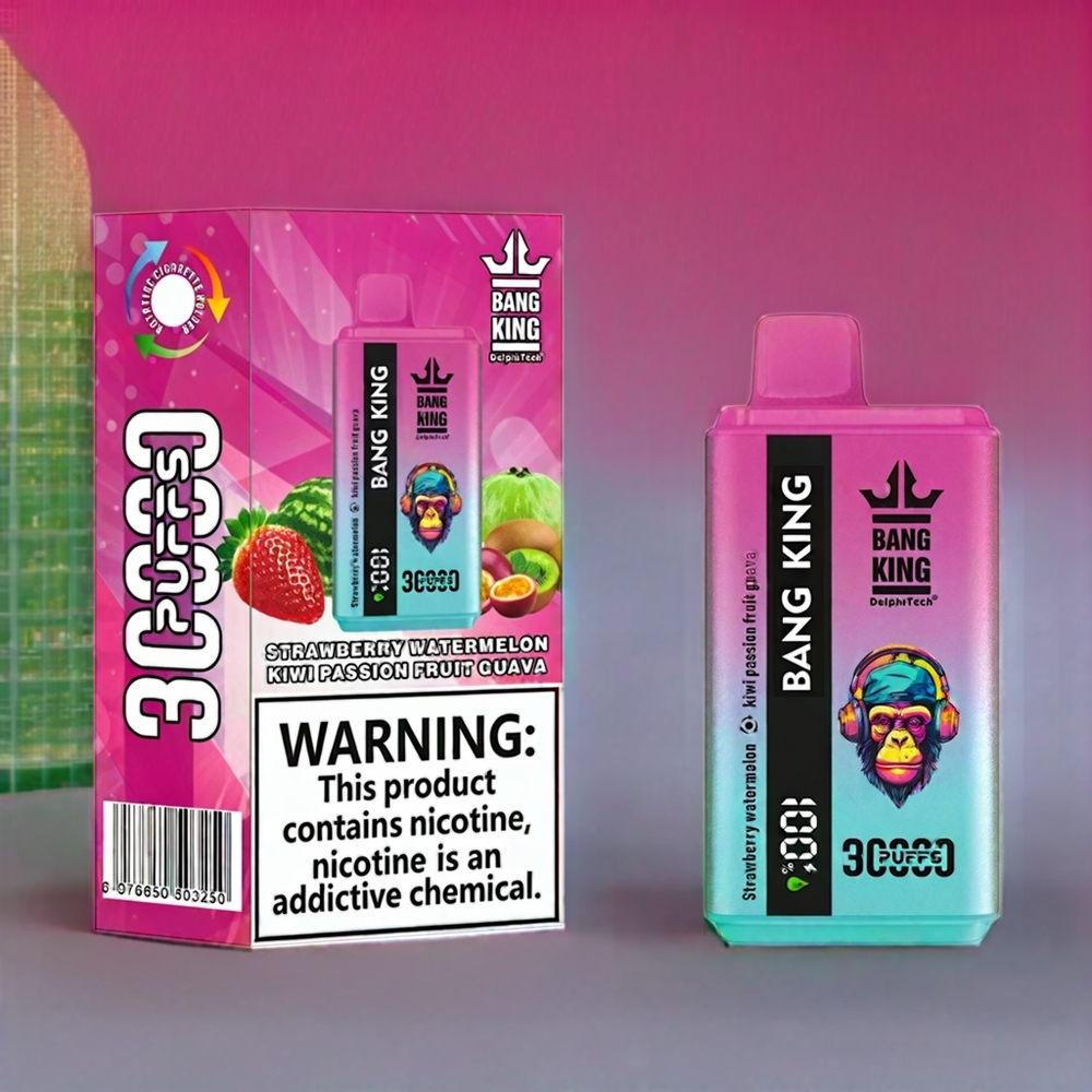 Bang King 30000 Puffs France Grossiste Vape jetable Fraise Pastèque Kiwi Fruit de la Passion Goyave