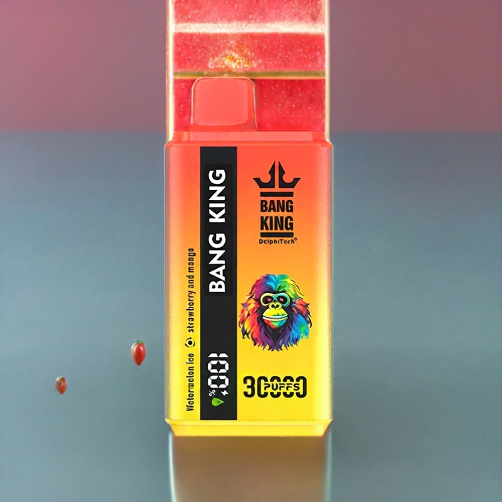 Bang King 30000 Puffs France Grossiste Vape jetable - Pastèque Glacée, Fraise et Mangue - 36ml, 550mAh, Double Bobine Mesh 1.2Ω, Port Type-C