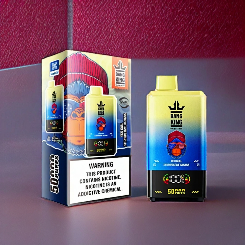 Bang King 50000 Vape Jetable France Grossiste - 50ml, 850mAh, Bobine Mesh 1.0, Red Bull Fraise Banane