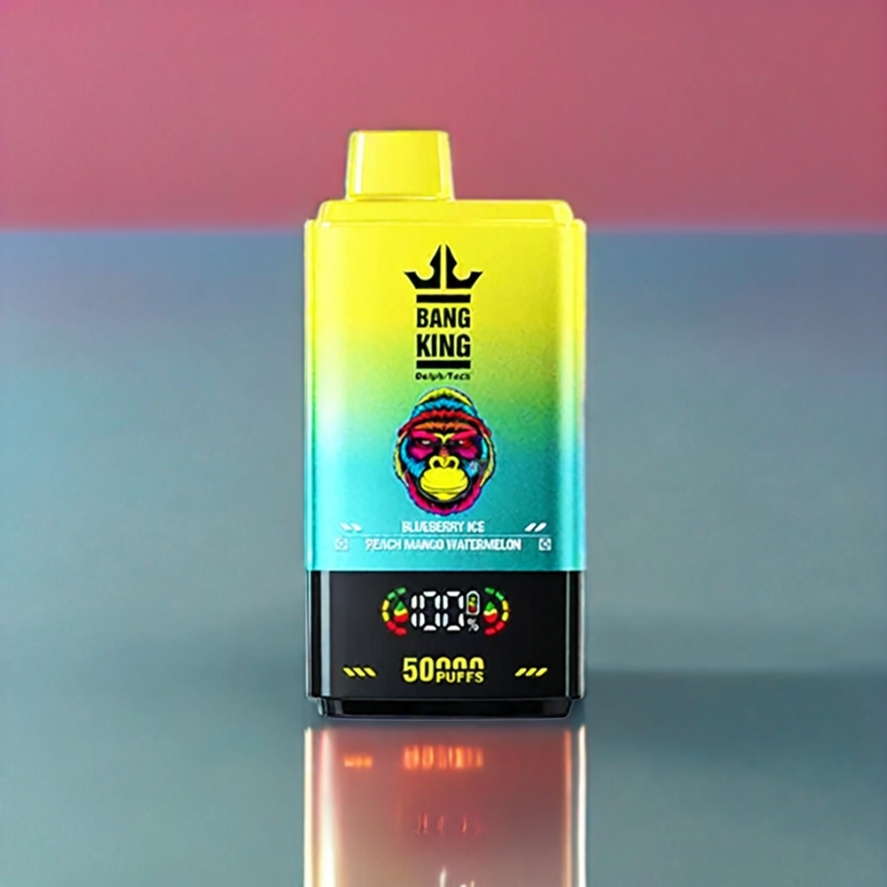 Bang King 50000 Vape jetable France Grossiste - 50000 Puffs, 50ml, 850mAh - Bleuet Glacé, Pêche, Mangue, Pastèque