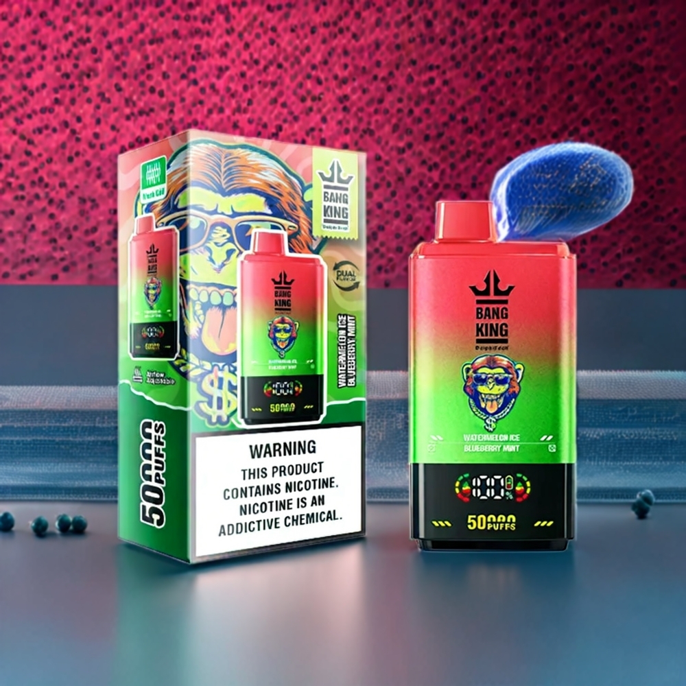 Bang King 50000 Vape jetable France Grossiste - Pastèque Glacée Menthe Myrtille (50ml, 850mAh, Bobine Mesh 1.0)