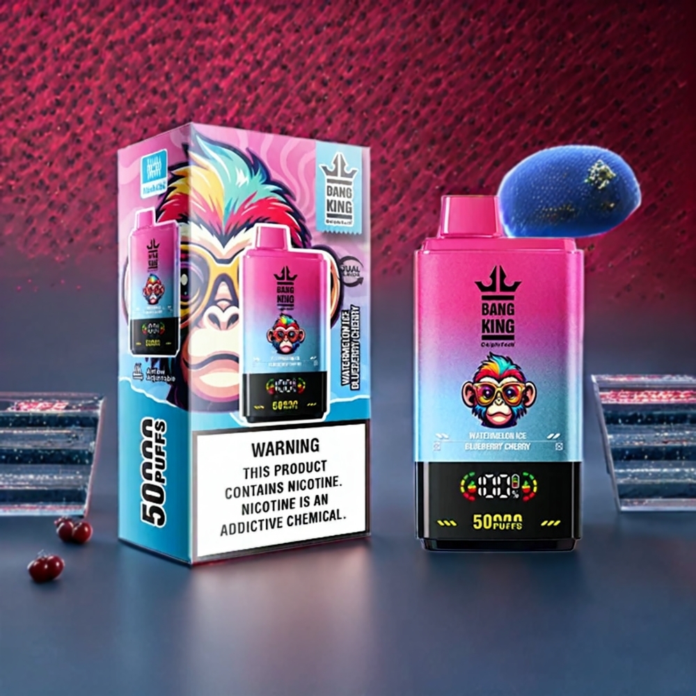 Bang King 50000 Vape jetable France Grossiste – Pastèque Myrtille Cerise (50ml, 850mAh, Bobine Mesh 1.0)