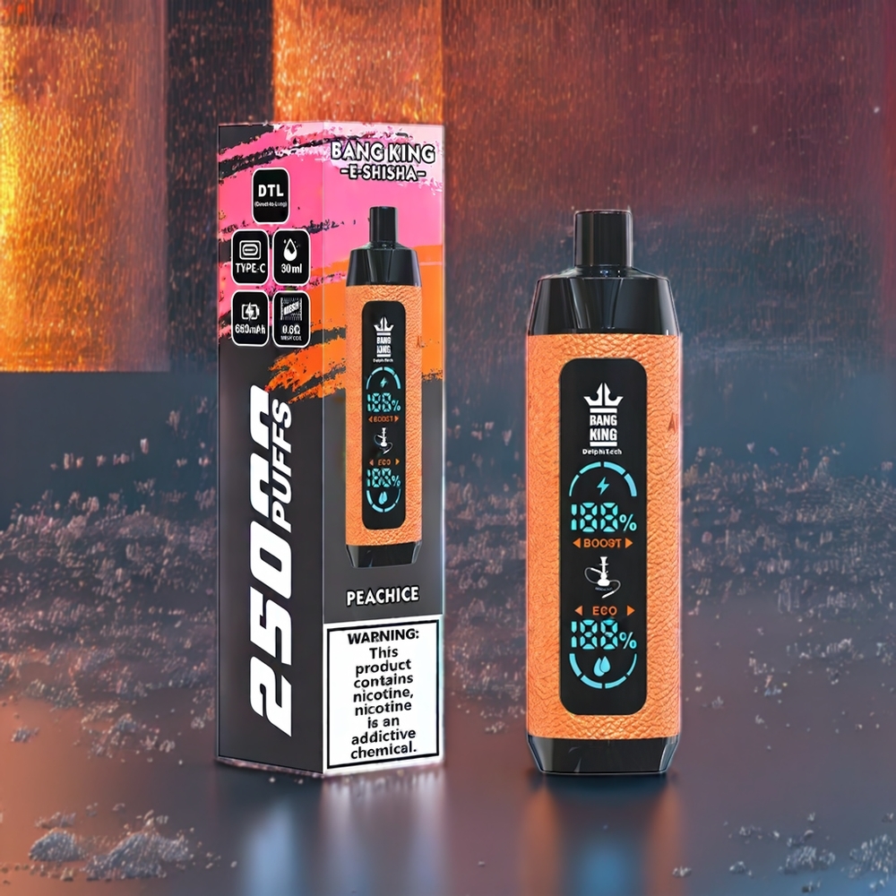 Bang King Shisha 25000 Puffs France Grossiste - Pêche Glacée - 30ml - 5% - Type-C