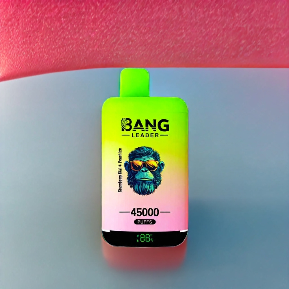 Bang Leader 45000 Puffs France Grossiste - Double Saveur Fraise Kiwi Pêche Glace - Écran Intelligent - Port USB Type-C - 0% à 5% Nicotine