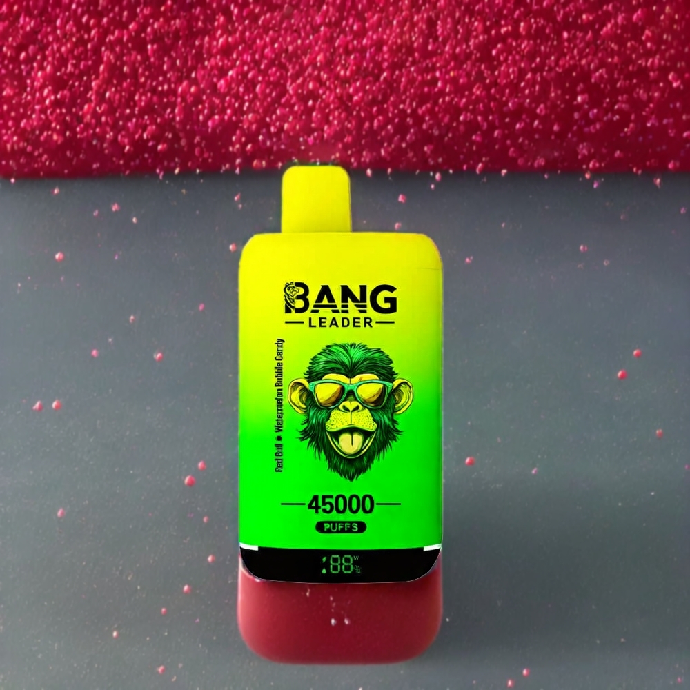 Bang Leader 45000 Puffs France Grossiste - Écran Intelligent, Port Type-C, Double Saveur 2-en-1 Red Bull Pastèque Bonbon Bulle