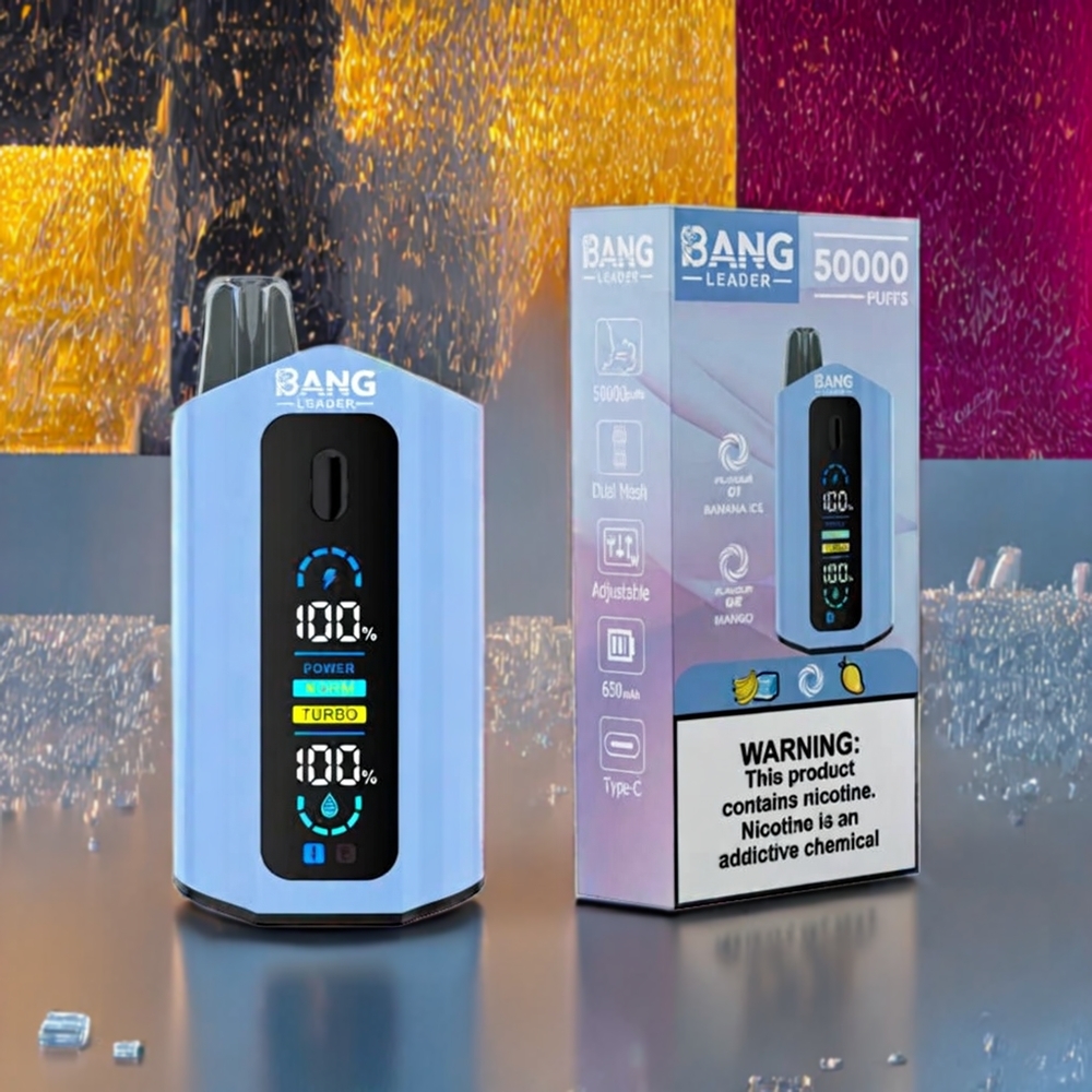 Bang Leader 50000 Puffs France Grossiste - Banane Glace Mangue - 13400mAh, 36ml, Type-C