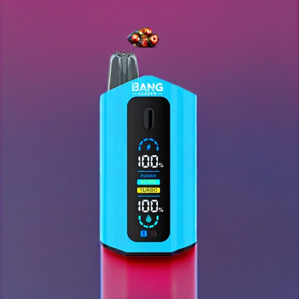 Bang Leader 50000 Puffs France Grossiste - E-liquide 36ml, Batterie 13400mAh, 0%-5% Nicotine, Type-C, Double Saveur Myrtille et Framboise Acidulée