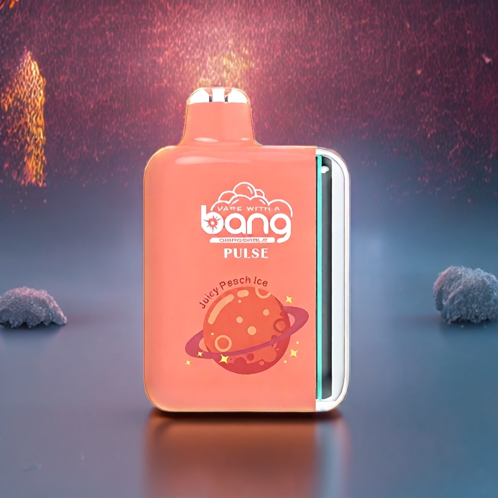 Bang Pulse 18000 Puffs France grossiste - Dispositif de Vape Jetable avec Port Type-C, 650mAh, 26ml de E-liquide (Pêche Juteuse Glacée) - 0%, 2%, 3%, 5% de Nicotine