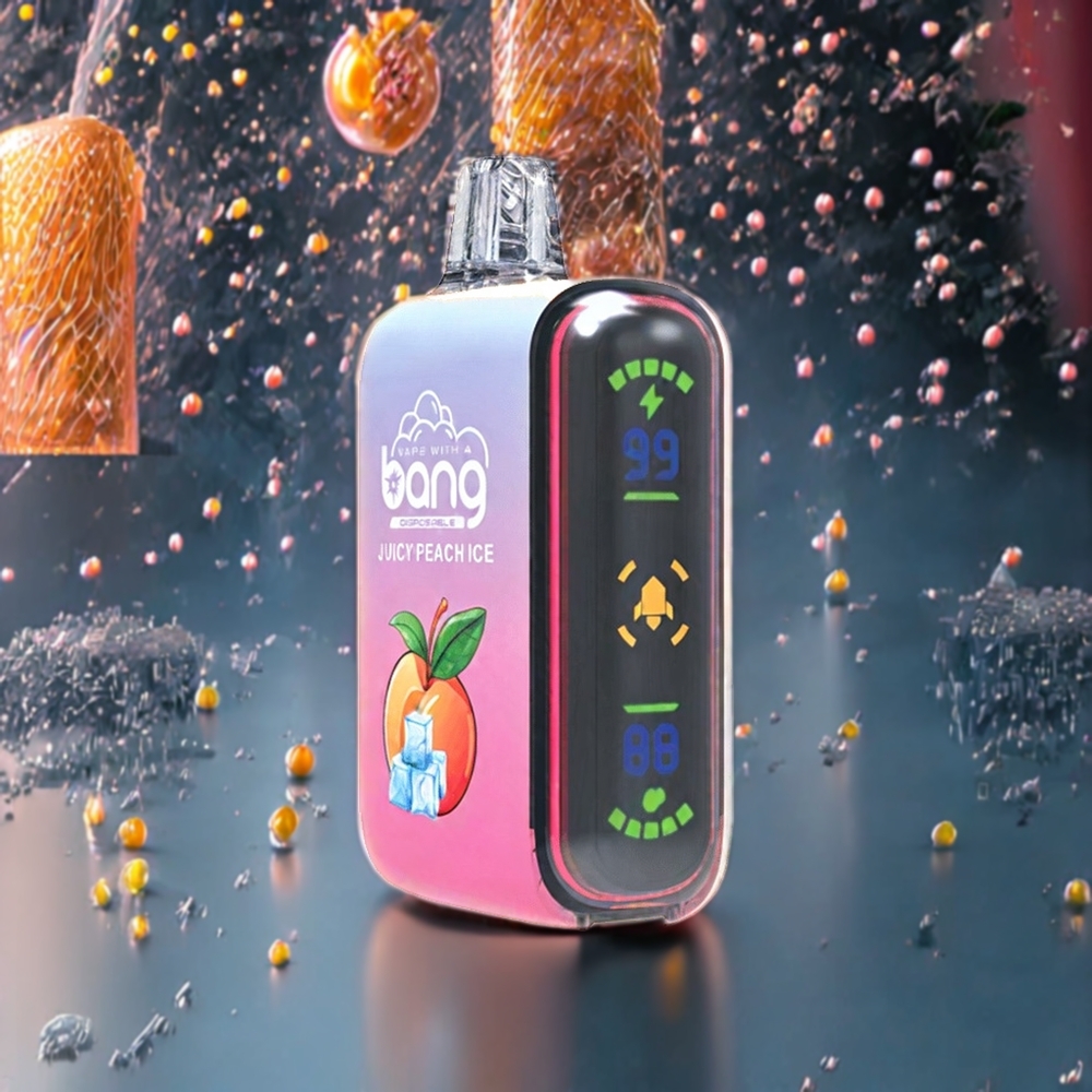 Bang Rocket 18000 Puffs France Grossiste - Dispositif de Vape Jetable avec 26ml de Capacité et Saveur Pêche Juteuse Glacée