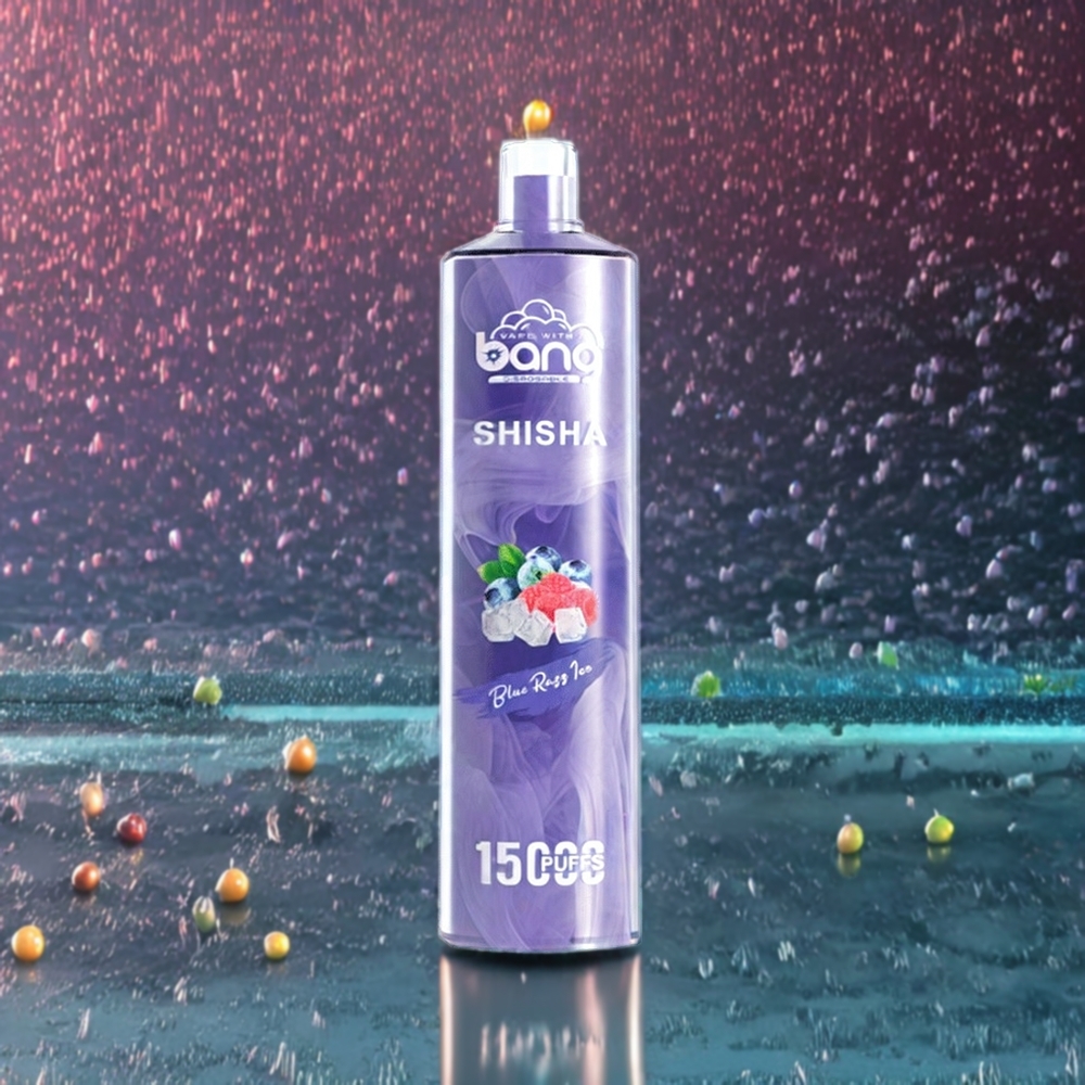 Bang Shisha 15000 Puffs France Grossiste - 23ml E-liquide, Port Type-C, 600mAh, Technologie DTL Avancée, Bleu Framboise Glacée