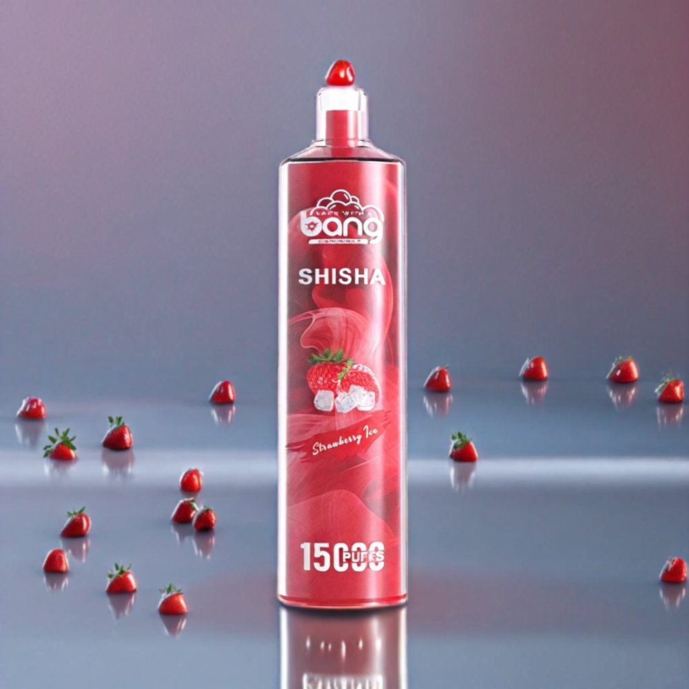 Bang Shisha 15000 Puffs France Grossiste - 23ml E-liquide, Port Type-C, 600mAh, Technologie DTL de Pointe, Fraise Glacée