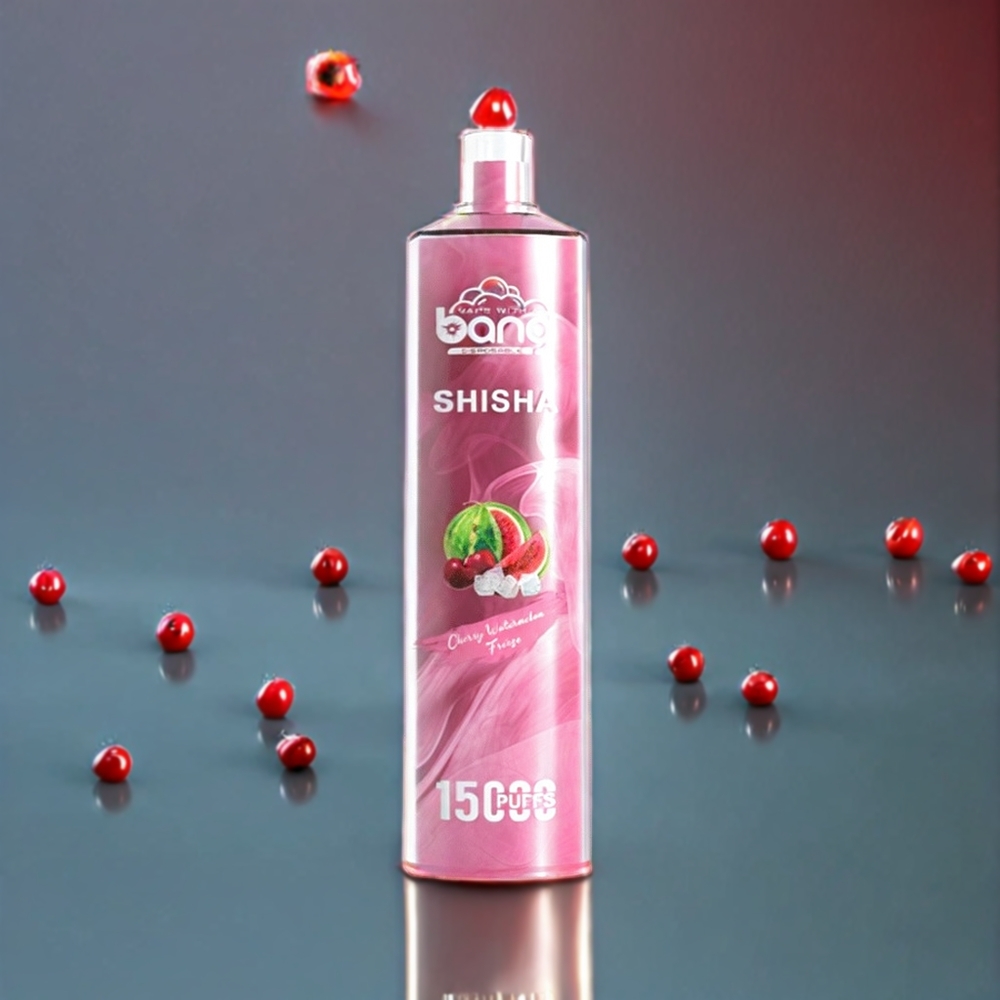 Bang Shisha 15000 Puffs France Grossiste - E-Liquide 23ml, Port Type-C, Batterie 600mAh, Technologie DTL Avancée, Cerise Pastèque