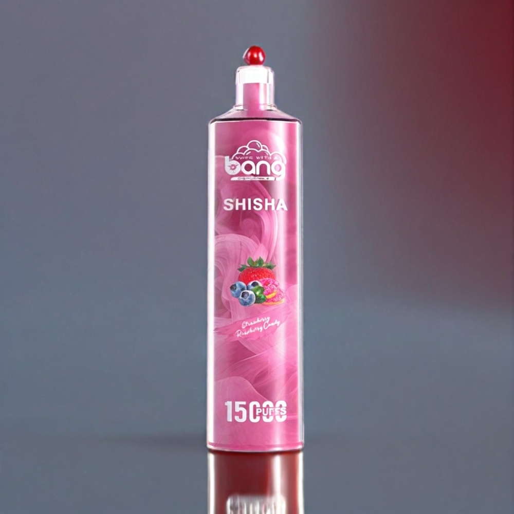 Bang Shisha 15000 Puffs France Grossiste - E-Liquide 23ml, Port Type-C, Technologie DTL Avancée, Fraise Framboise Bonbon