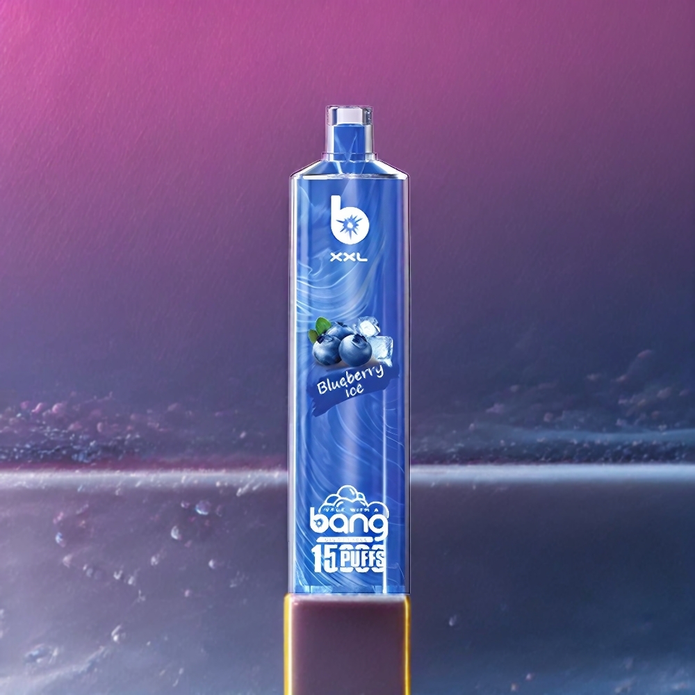 Bang Shisha 15000 Puffs France Grossiste - Vape Jetable (Myrtille Glacée) avec 23ml E-liquide, Port Type-C, 600mAh, 0%/2%/3%/5% Nicotine et Technologie DTL de Pointe