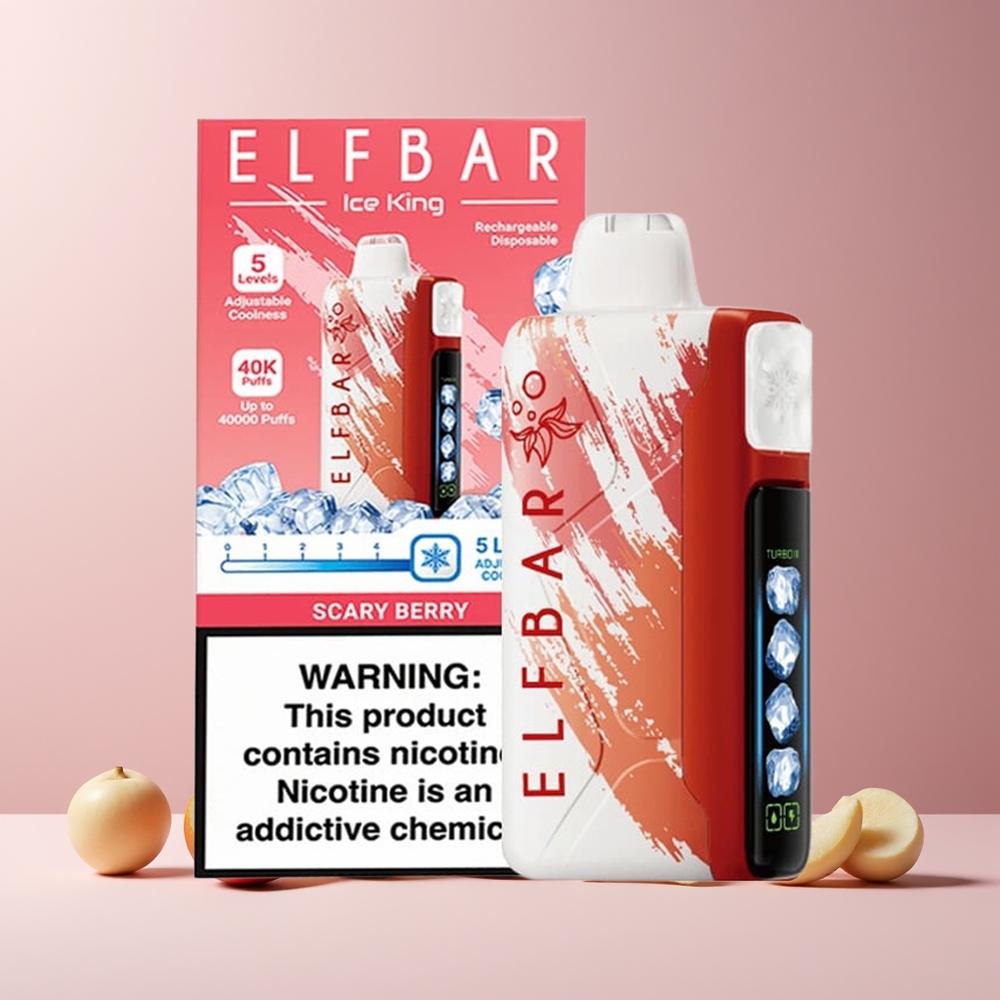Elf Bar Ice King 40000 Puffs France Grossiste - 20ml E-Liquide Prérempli, 5% Nicotine, Batterie Rechargeable 850mAh, Baie Effrayante