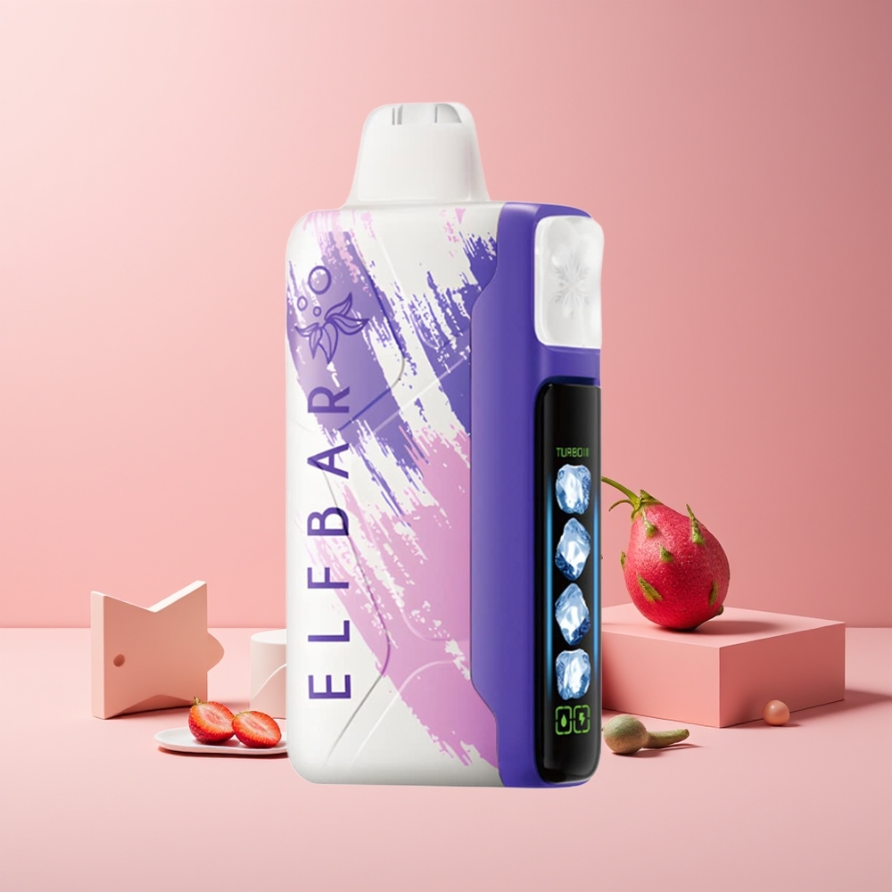 Elf Bar Ice King 40000 Puffs France Grossiste - 20ml E-Liquide Prérempli, 5% Nicotine, Batterie Rechargeable 850mAh, Fraise Acidulée Fruit du Dragon, Affichage LCD