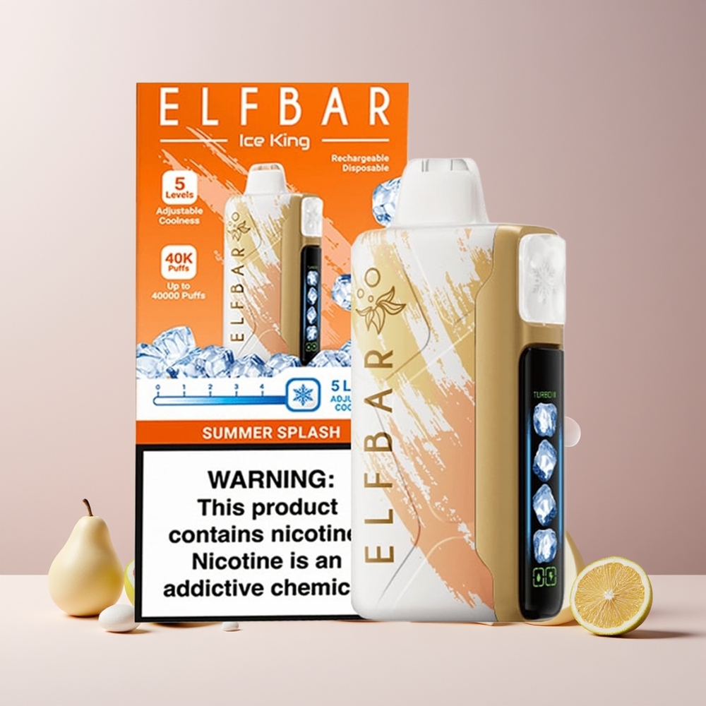 Elf Bar Ice King 40000 Puffs France Grossiste - 20ml E-Liquide Pré-rempli, 5% Nicotine, Batterie Rechargeable 850mAh, NIVEAUX DE REFROIDISSEMENT AJUSTABLES, Éclaboussure Estivale