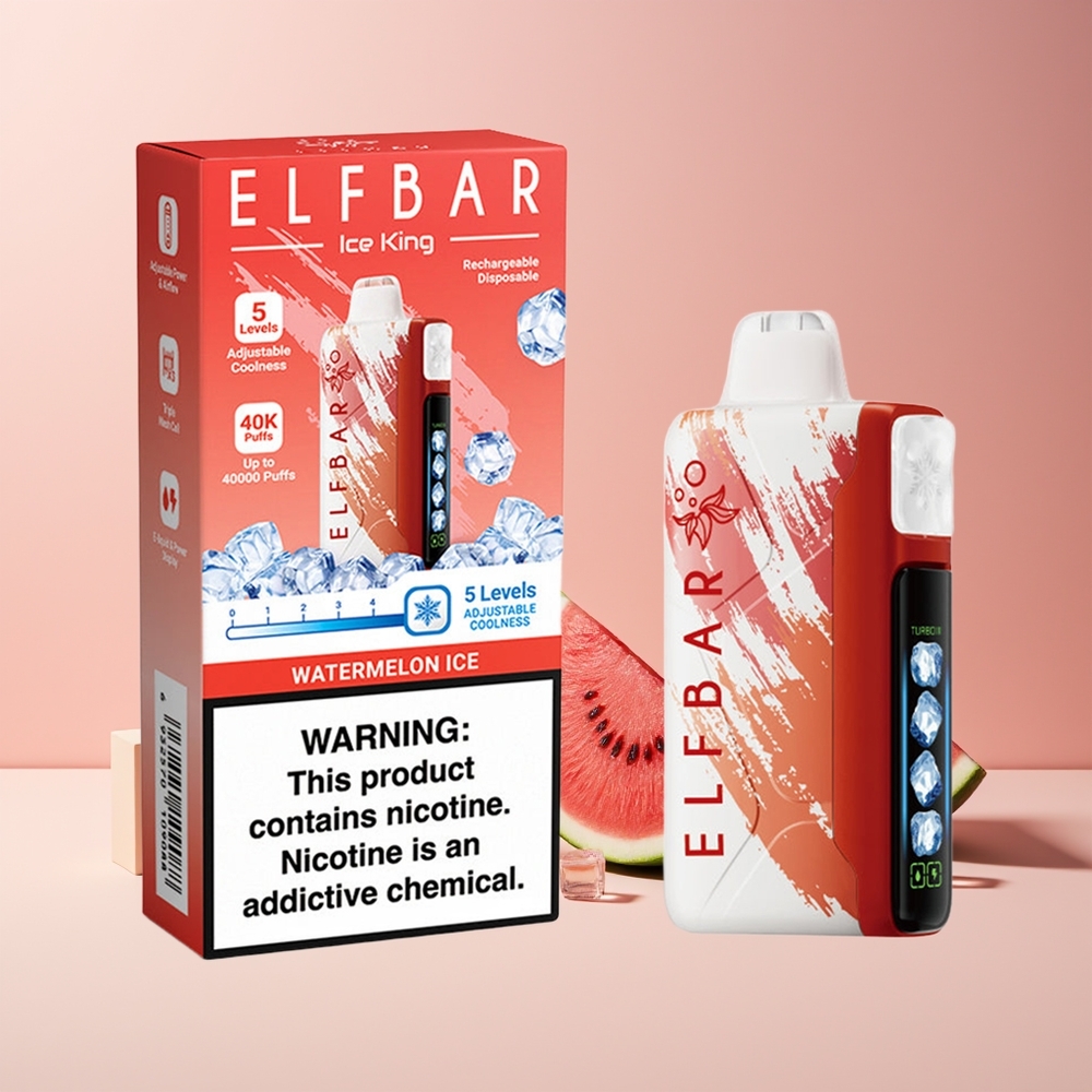 Elf Bar Ice King 40000 Puffs France Grossiste - E-Liquide Prérempli 20ml, 5% Nicotine, Batterie Rechargeable 850mAh, Pastèque Glacée