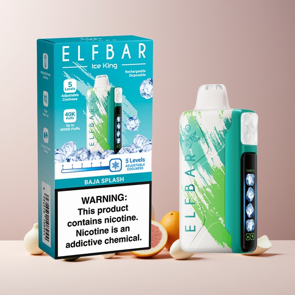 Elf Bar Ice King 40000 Puffs France Grossiste - Rechargeable, 20ml, 5% Nicotine, Affichage LCD et Saveur Éclaboussure Baja