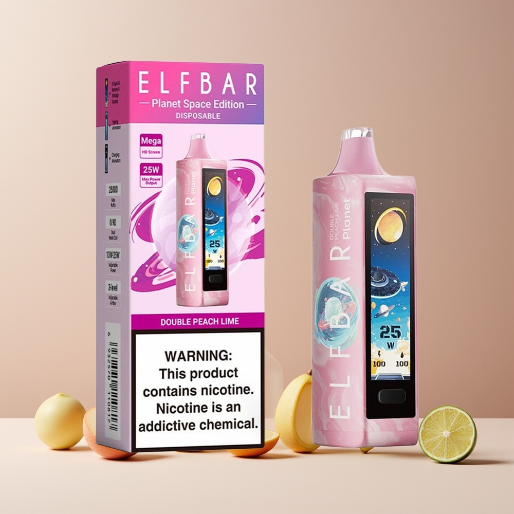Elf Bar Planet 25000 Puffs France Grossiste - Double Pêche Citron Vert, 5% Nicotine, 18ml, Batterie Rechargeable 800mAh
