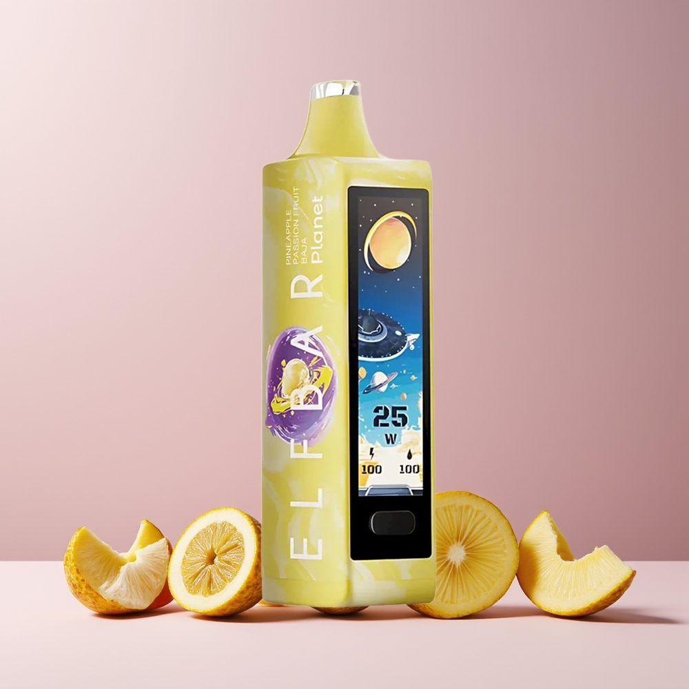 Elf Bar Planet 25000 Puffs France Grossiste - E-Liquide 18ml, Batterie 800mAh Rechargeable, 5% Nicotine, Saveur Ananas Fruit de la Passion Baja