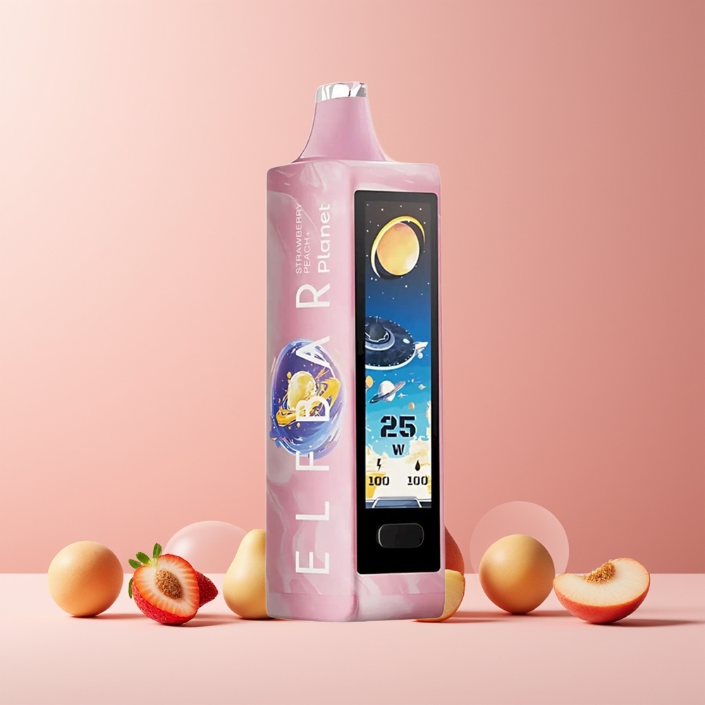 Elf Bar Planet 25000 Puffs France Grossiste - Fraise Pêche Rechargeable 18ml 50mg Mesh