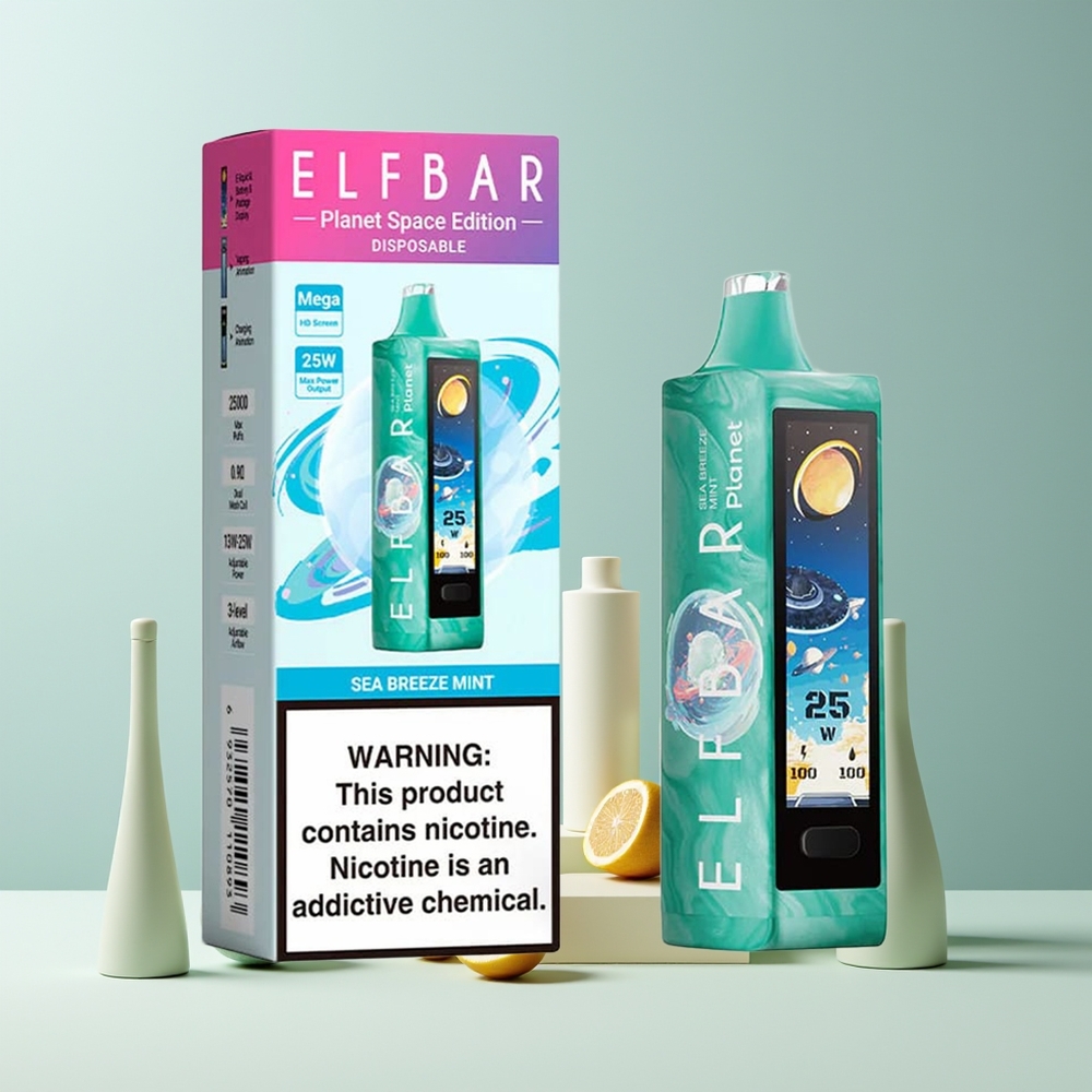Elf Bar Planet 25000 Puffs France Grossiste - Menthe Rafraîchissante de la Mer, 50mg, 18ml, Batterie Rechargeable 800mAh