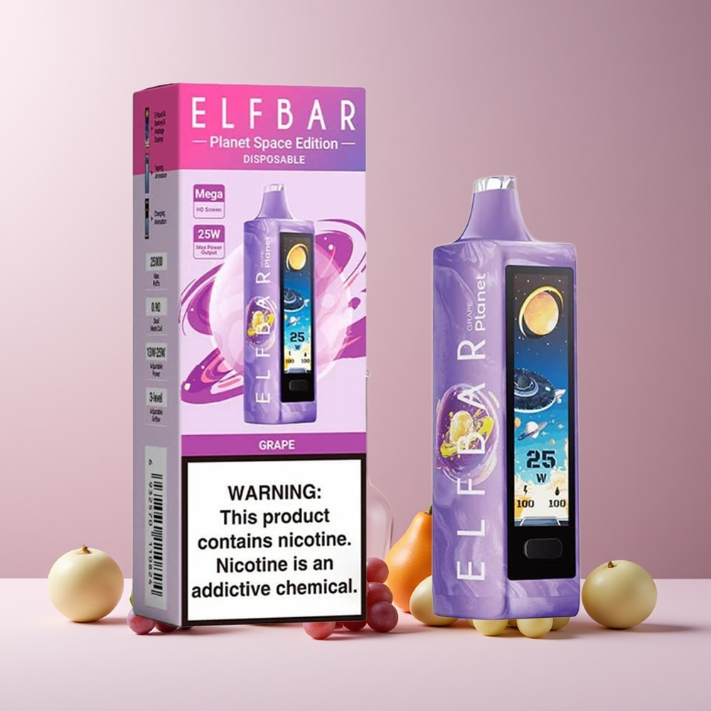 Elf Bar Planet 25000 Puffs France Grossiste Rechargeable 18ml 50mg Vape Disposable Raisin Mesh