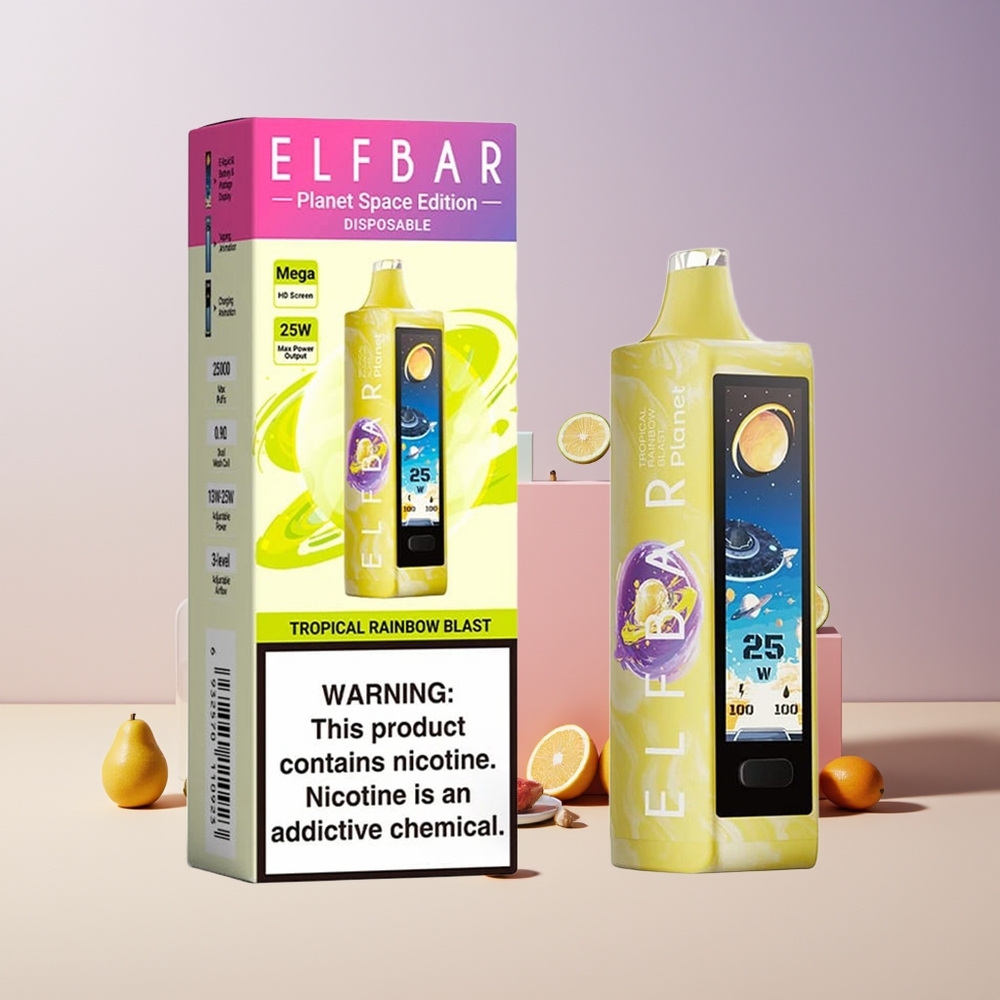 Elf Bar Planet 25000 Puffs France Grossiste - Rechargeable 800mAh, 18ml, 5% Nicotine, Arc-en-Ciel Tropical