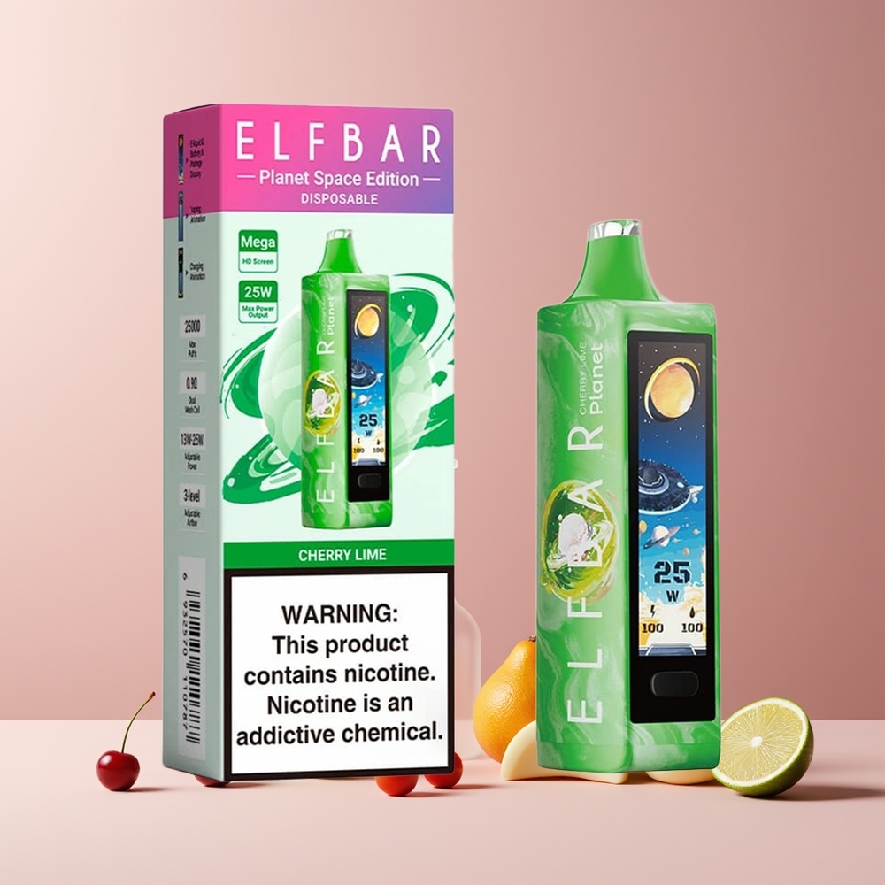 Elf Bar Planet 25000 Puffs France Grossiste - Rechargeable 800mAh, 18ml, Cerise Citron Vert (Mesh) 50mg