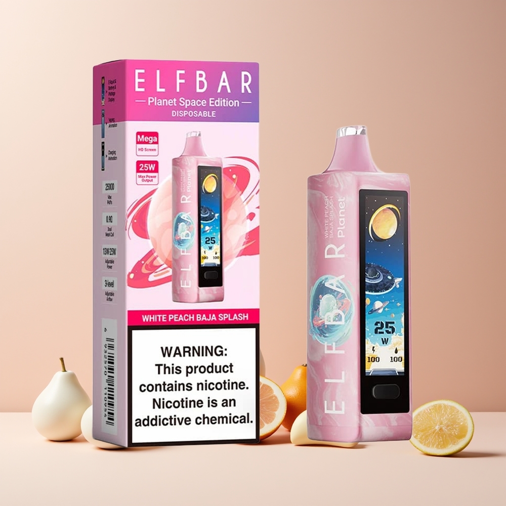 Elf Bar Planet 25 000 Puffs France Grossiste – Pêche Blanche Baja Splash Rechargeable 50mg 18ml Mesh