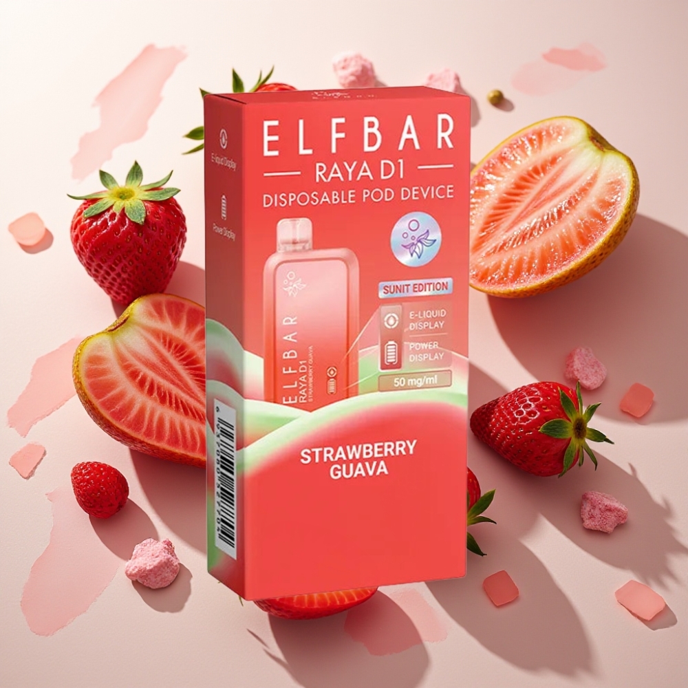 Elf Bar Raya D1 13000 Puffs France Grossiste - 18ml, 650mAh, Fraise Goyave Rechargeable
