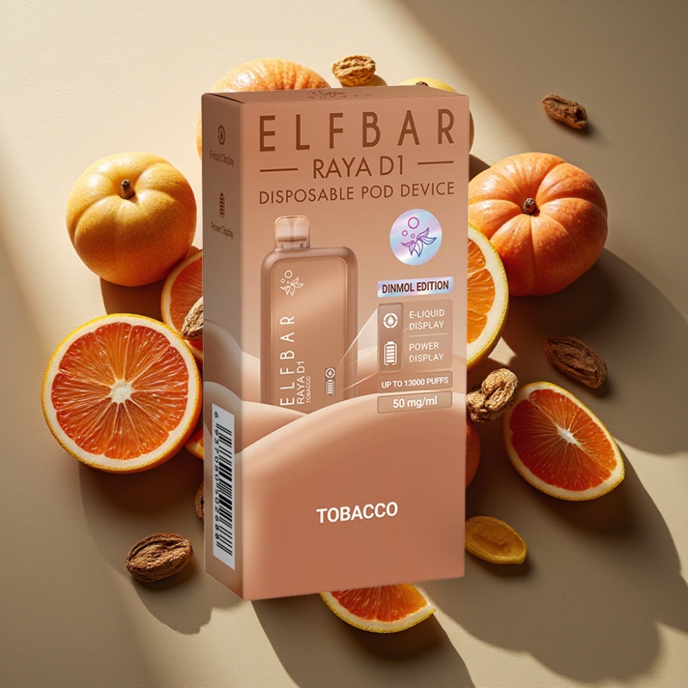 Elf Bar Raya D1 13000 Puffs France Grossiste - 18ml, 650mAh, Rechargeable, 5% Nicotine, Tabac