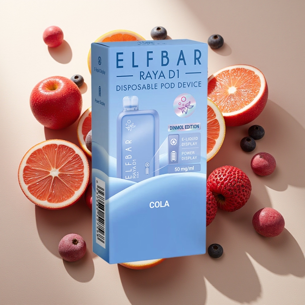 Elf Bar Raya D1 13000 Puffs France Grossiste - 18ml, 650mAh Rechargeable, Affichage Écran, Port Type-C, Cola (50mg/5%)