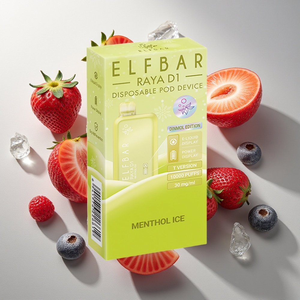 Elf Bar Raya D1 13000 Puffs France Grossiste - 18ml, 650mAh Rechargeable, Menthe Glace, 50mg/5% Nicotine
