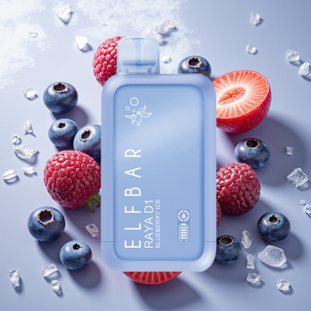 Elf Bar Raya D1 13000 Puffs France Grossiste - 18ml, Batterie Rechargeable 650mAh, Glace Myrtille