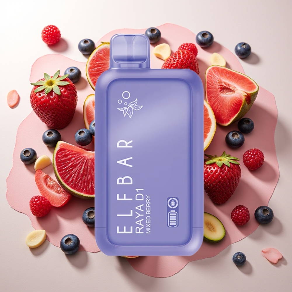 Elf Bar Raya D1 13000 Puffs France Grossiste - Batterie Rechargeable 650mAh, 18ml, Baies Mixtes