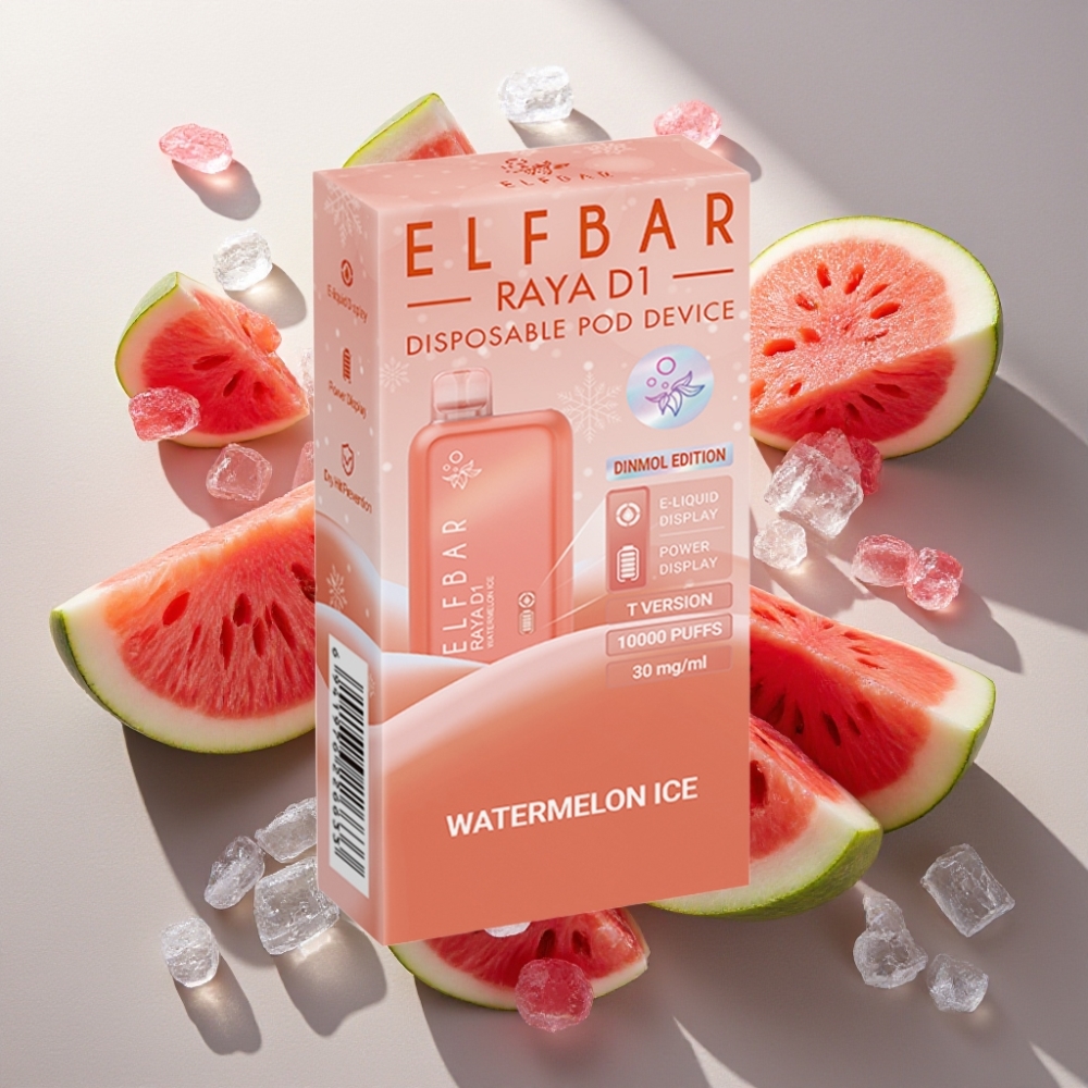 Elf Bar Raya D1 13000 Puffs France Grossiste - Eau Glacée à la Pastèque, 18ml, 650mAh, Type-C, 50mg