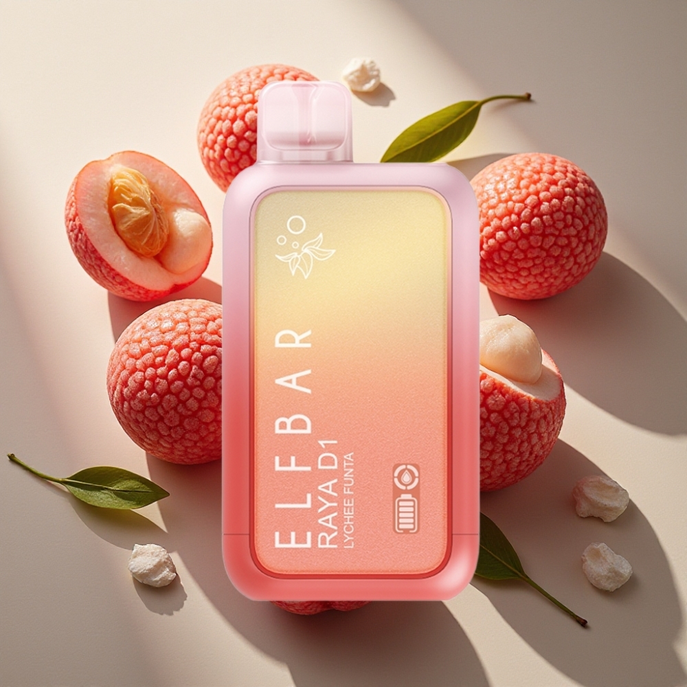 Elf Bar Raya D1 13000 Puffs France Grossiste Vape Jetable - 18ml, Batterie Rechargeable 650mAh, Protection Anti-Séchage, Port de Chargement Type-C, Litchi Funta