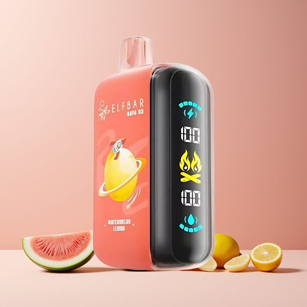 ELF BAR RAYA D3 25000 Puffs France Grossiste - E-liquide 23ml, 5% Nicotine, Rechargeable Type-C, Pastèque Citron (Watermelon Lemon)