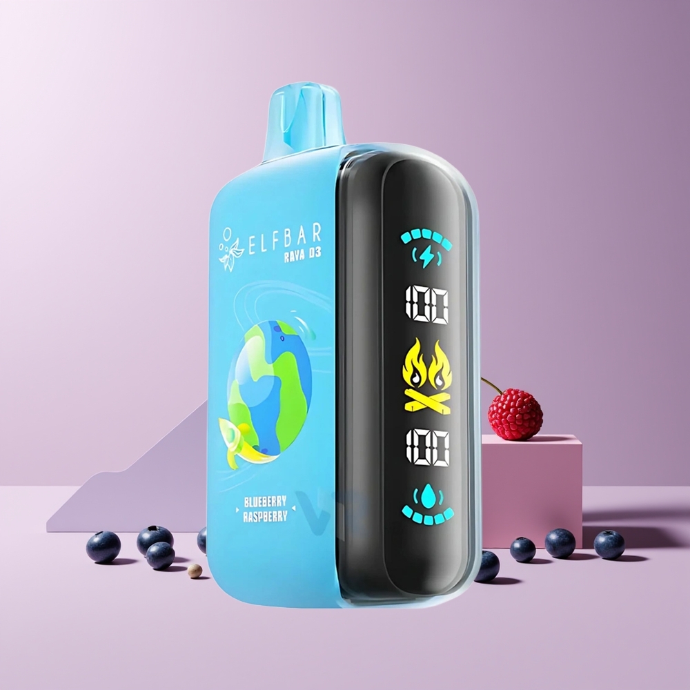 ELF BAR RAYA D3 25000 Puffs France Grossiste - Rechargeable 850mAh, 23ml, 5% Nicotine, Écran Large, Myrtille Framboise (Blueberry Raspberry)