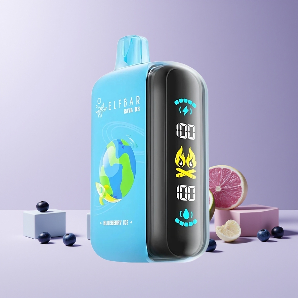 ELF BAR RAYA D3 25000 Puffs France Grossiste - Rechargeable 850mAh, 23ml Pré-rempli, 5% Nicotine, Myrtille Glacée