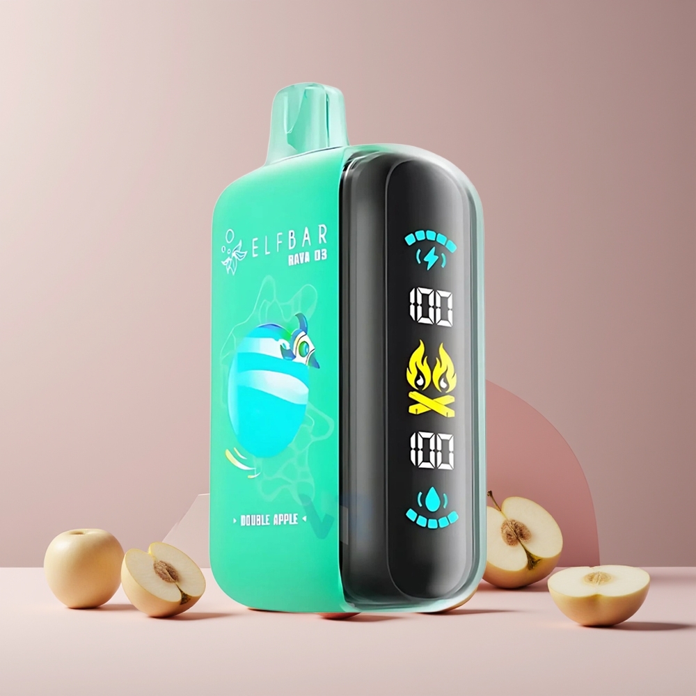 ELF BAR RAYA D3 25000 Puffs France Grossiste - Rechargeable 850mAh, 23ml Prêt-à-Vaper, 5% Nicotine, Double Pomme